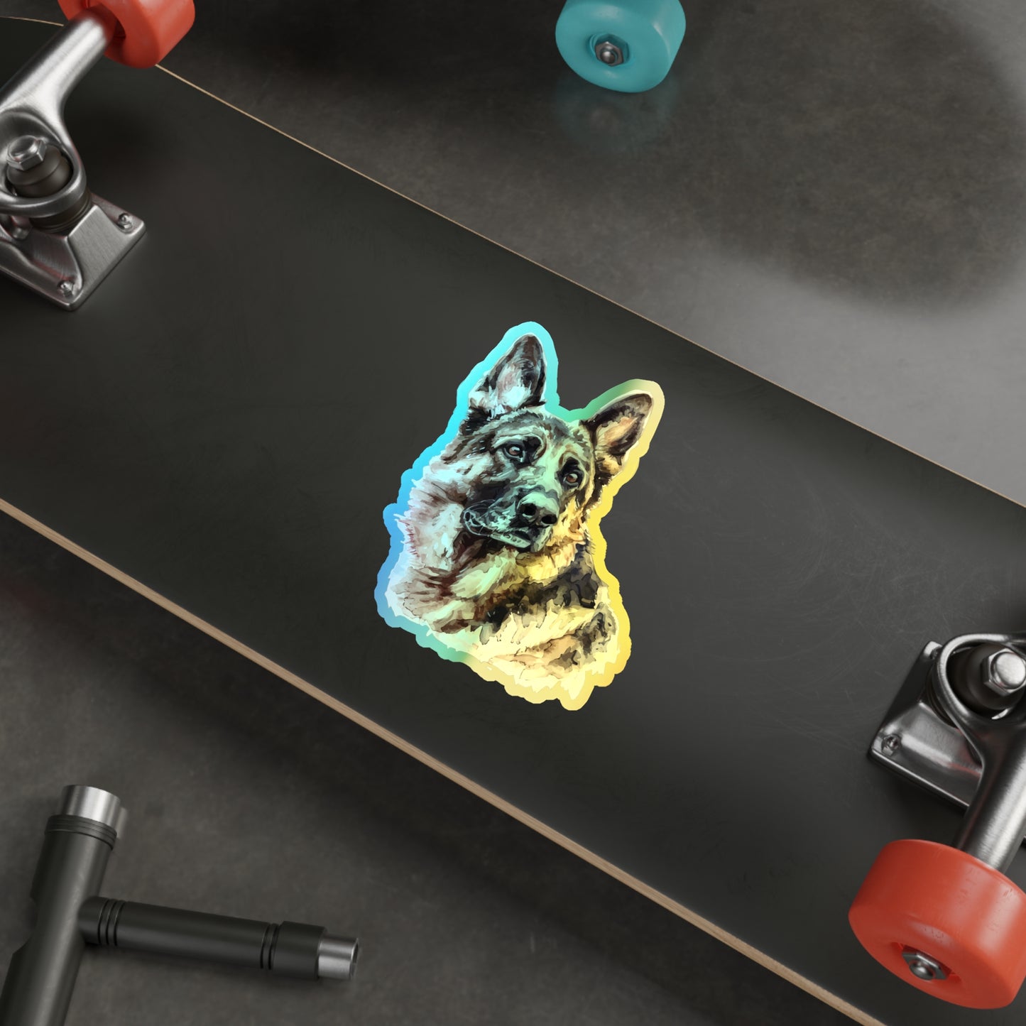 German Shepherd Head Holographic Sticker