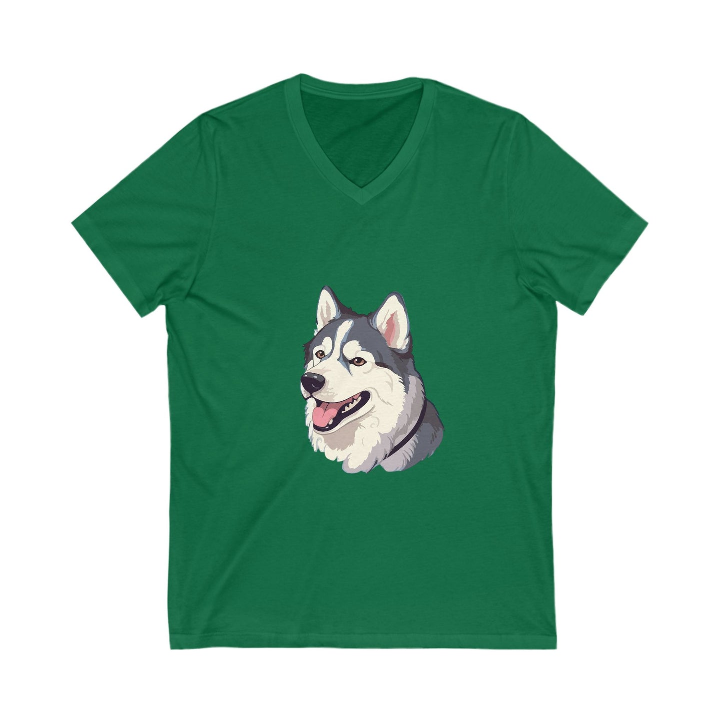 Malamute Head Unisex Short Sleeve V-Neck Tee