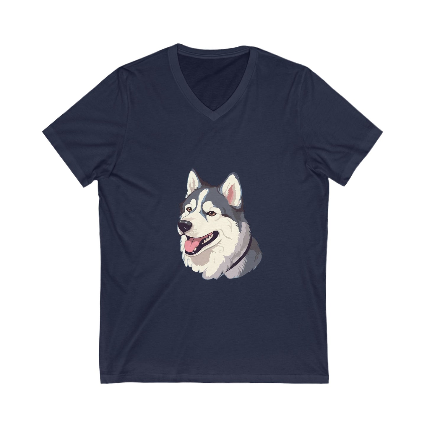 Malamute Head Unisex Short Sleeve V-Neck Tee