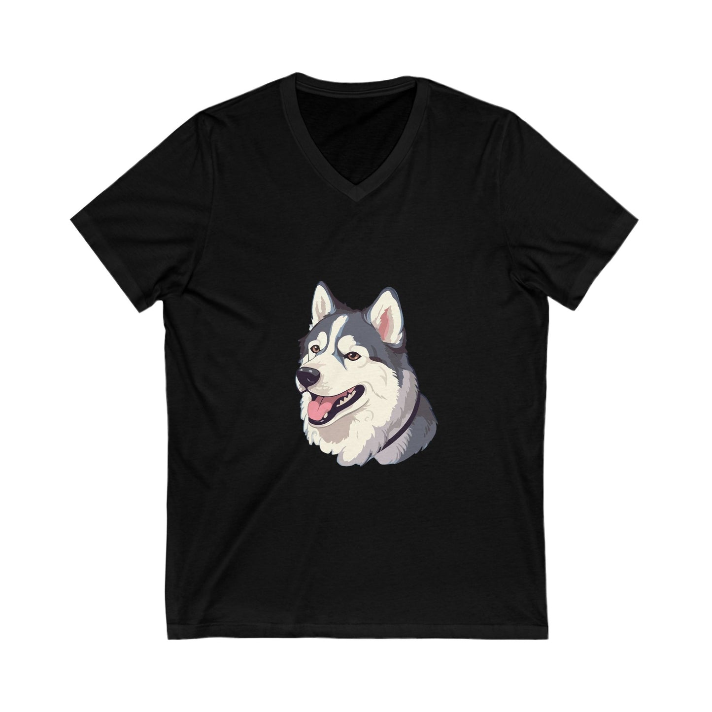 Malamute Head Unisex Short Sleeve V-Neck Tee