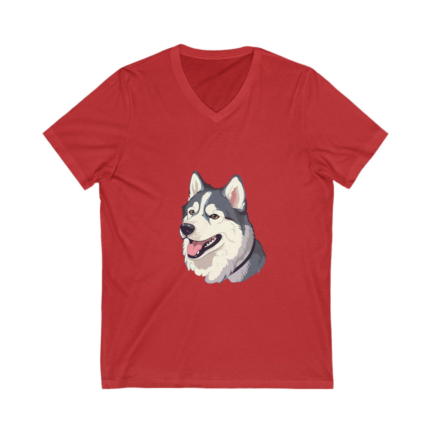 Malamute Head Unisex Short Sleeve V-Neck Tee