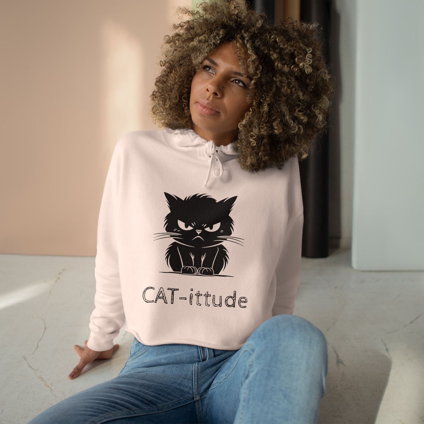 CAT-ittude Women's Crop Hoodie