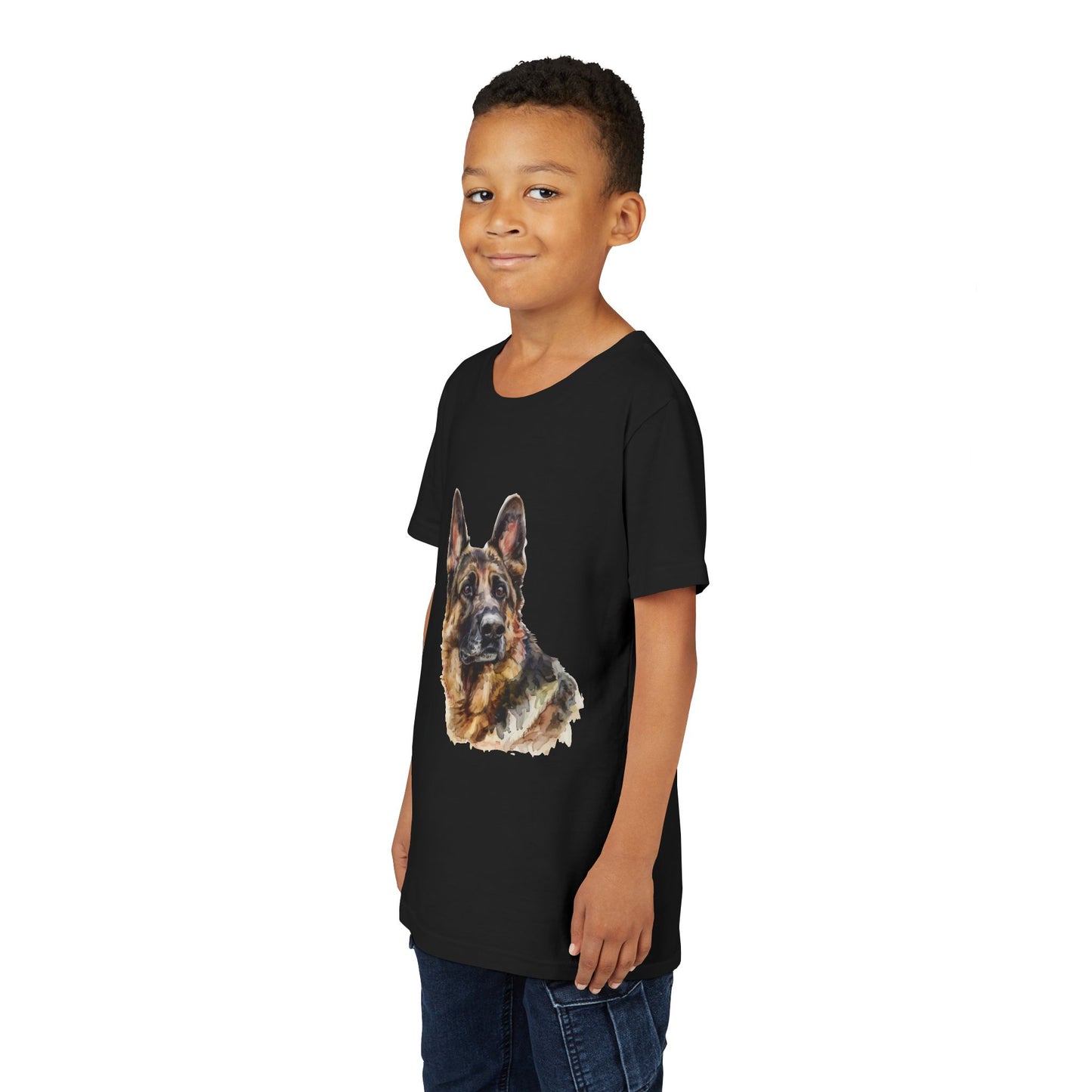 German Shepherd Head Youth Unisex Short Sleeve Crewneck Tee