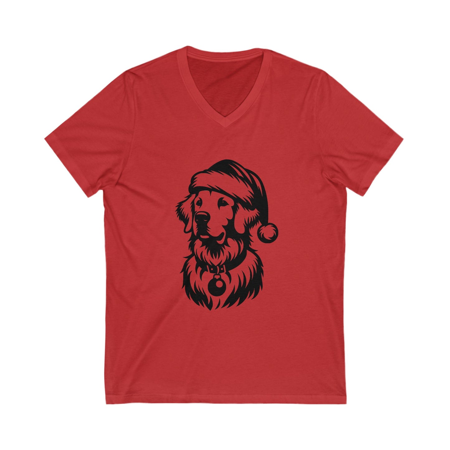 Santa Paws Golden Unisex Short Sleeve V-Neck Tee