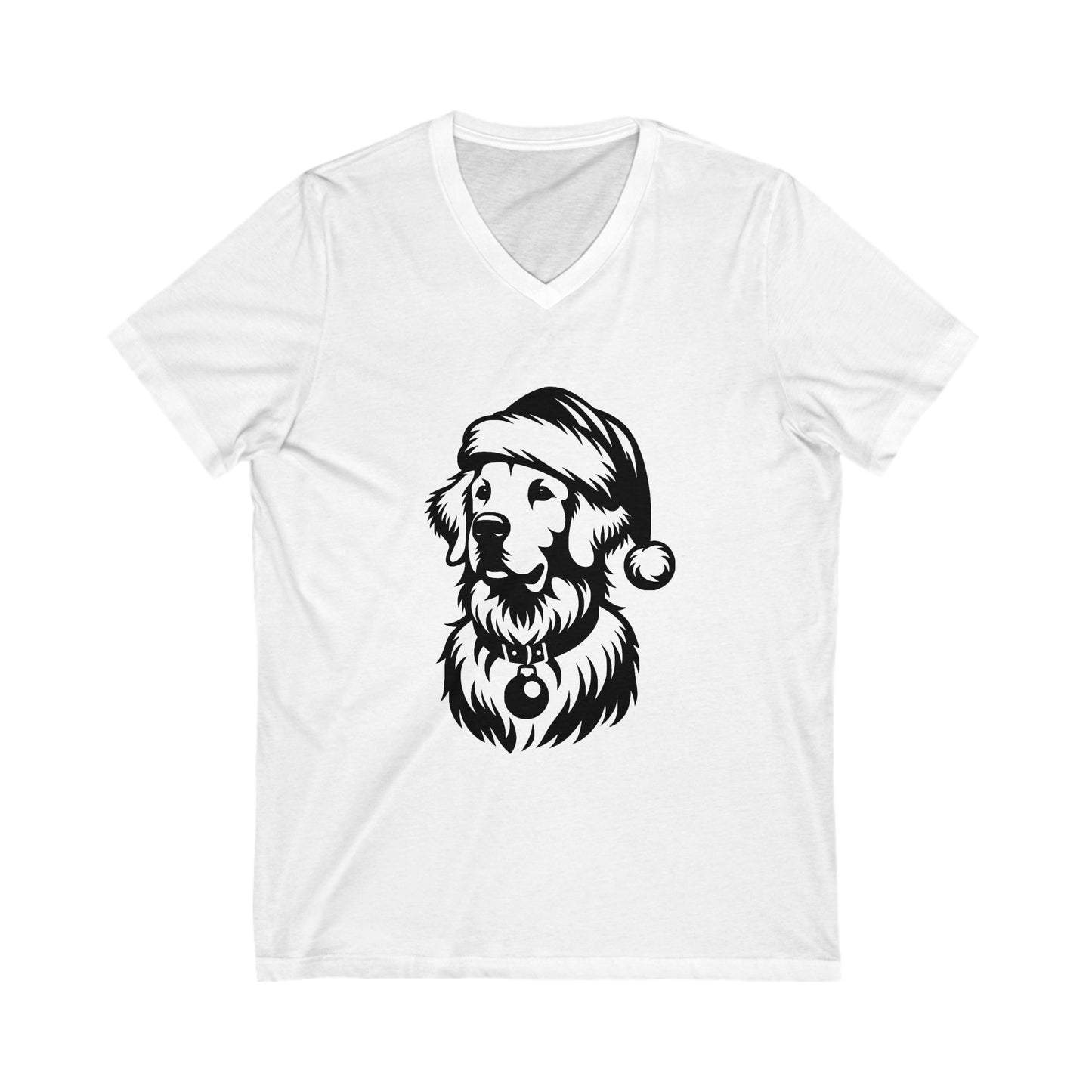 Santa Paws Golden Unisex Short Sleeve V-Neck Tee