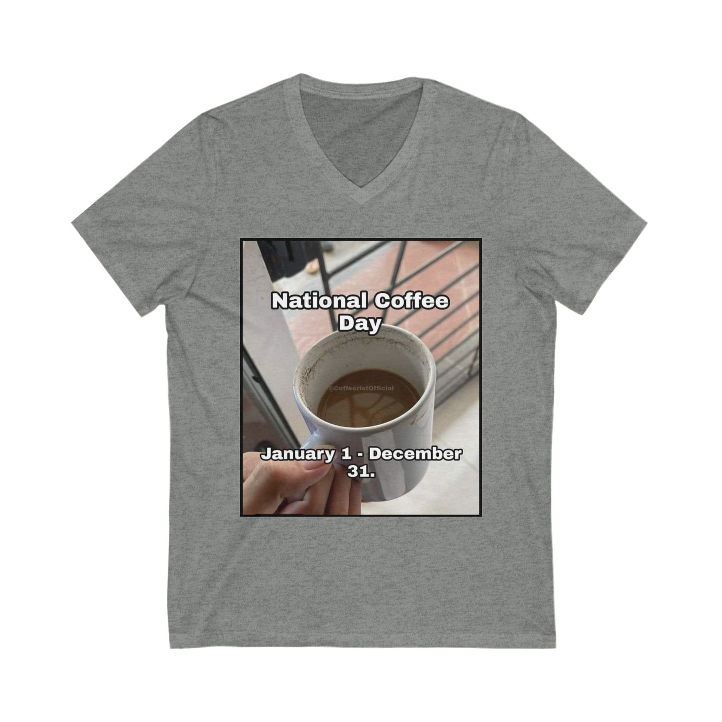 National Coffee Day Unisex Short Sleeve V-Neck Tee