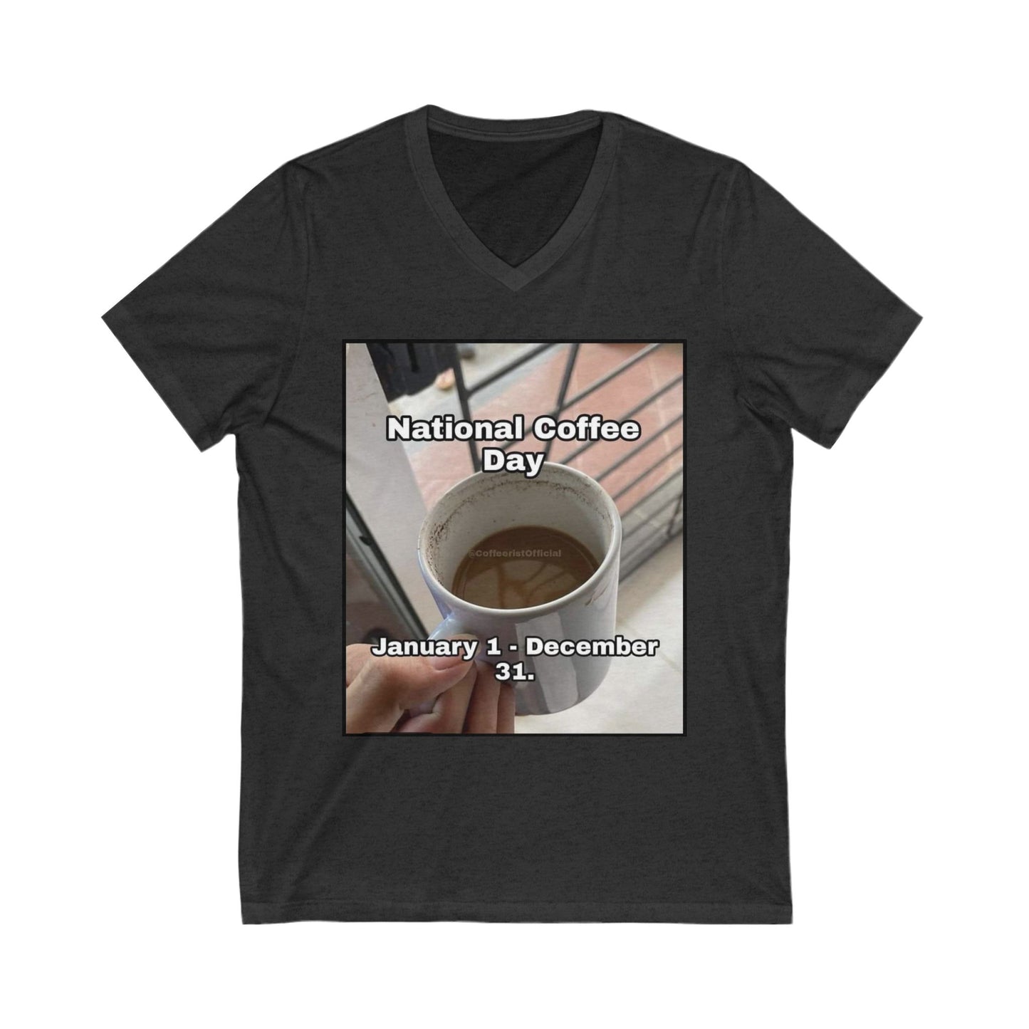 National Coffee Day Unisex Short Sleeve V-Neck Tee