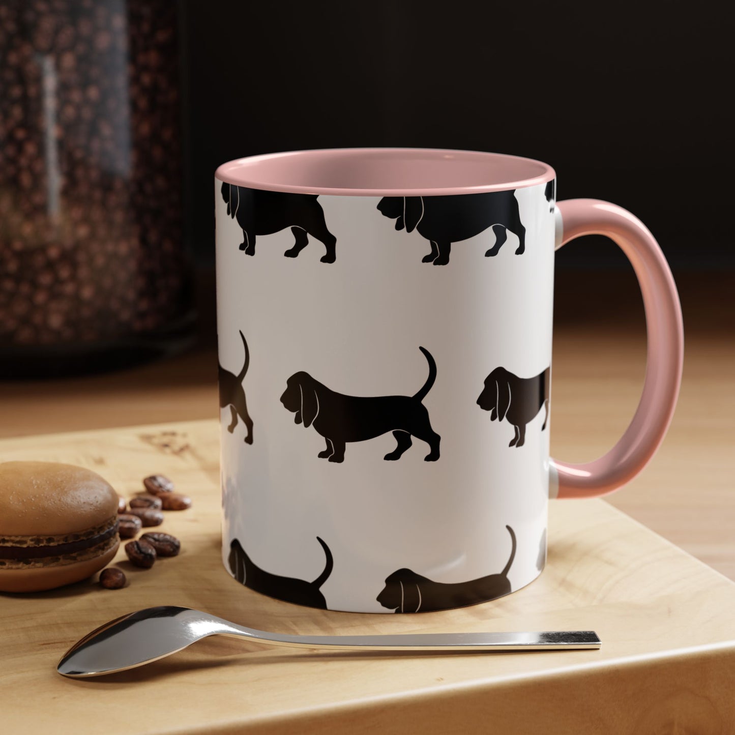 Basset Hound Silhouette 2-Tone Coffee Mug