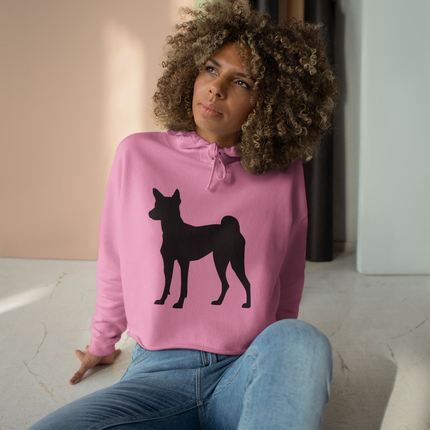 Basenji Silhouette Women's Crop Hoodie
