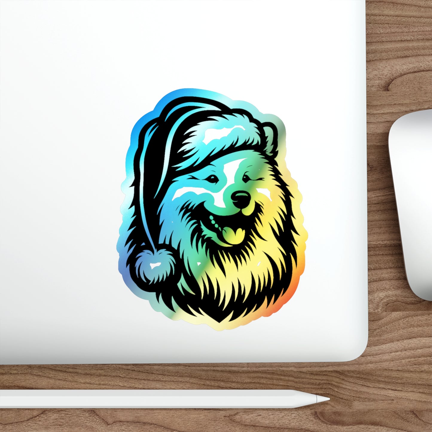 Santa Paws Samoyed Holographic Sticker