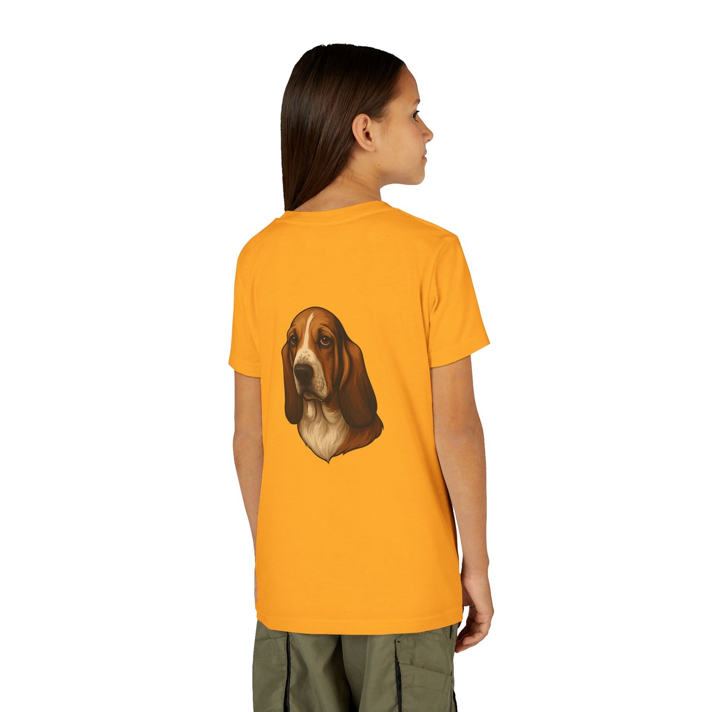 Basset Hound Head Youth Unisex Short Sleeve Crewneck Tee