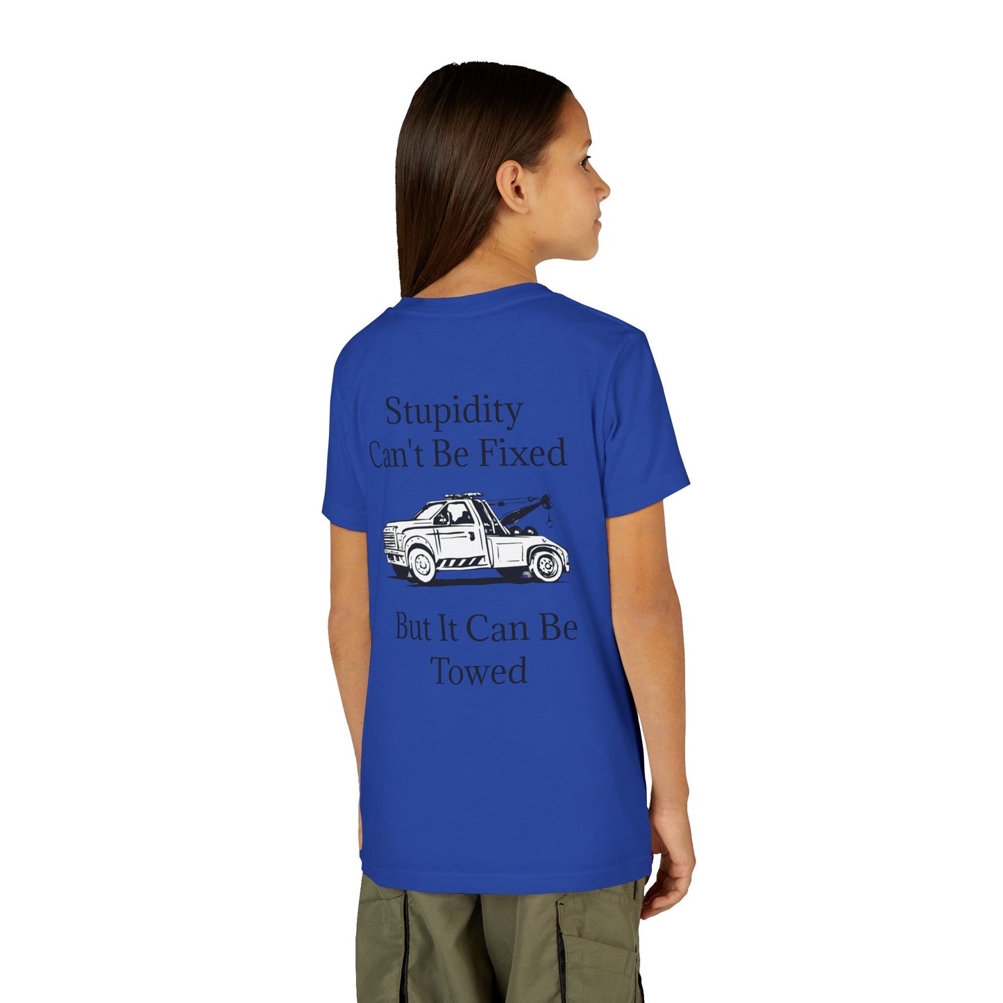 Stupidity Wheel Lift Tow Truck Youth Unisex Short Sleeve Crewneck Tee