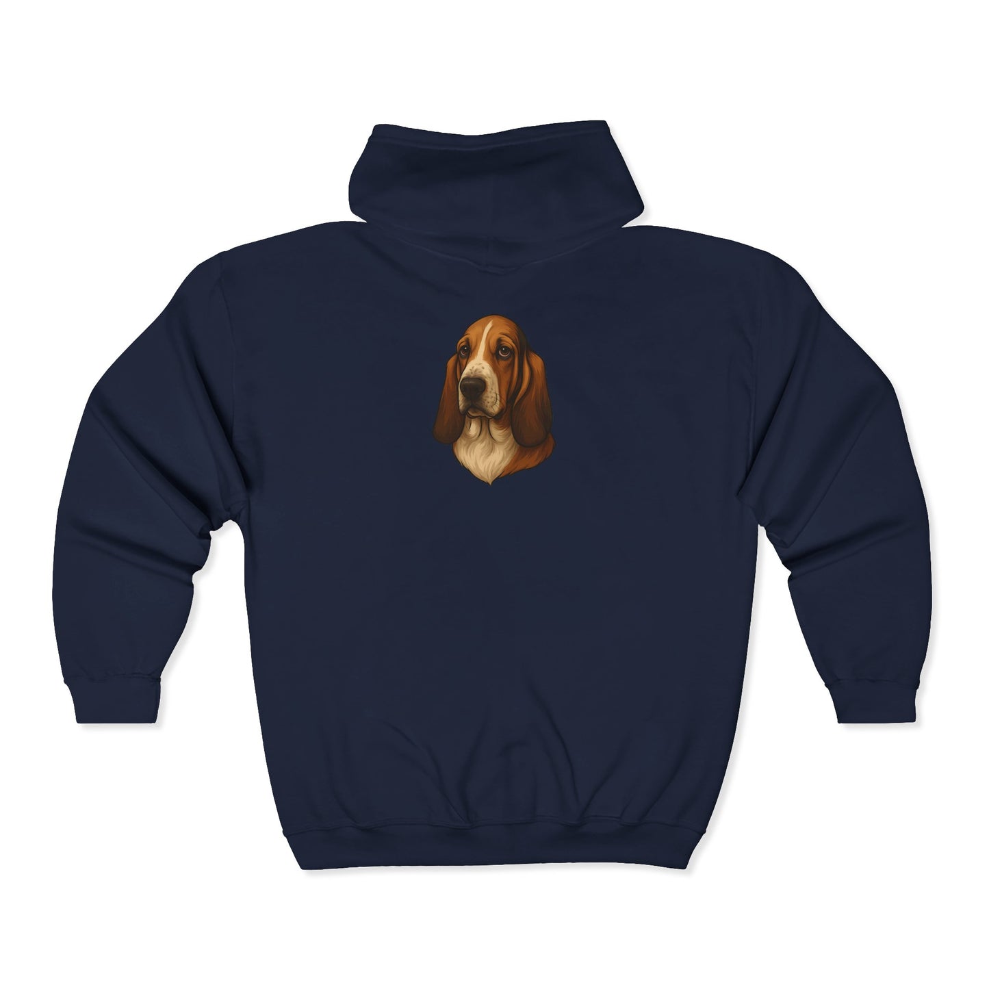 Basset Hound Head Unisex Full Zip Hoodie
