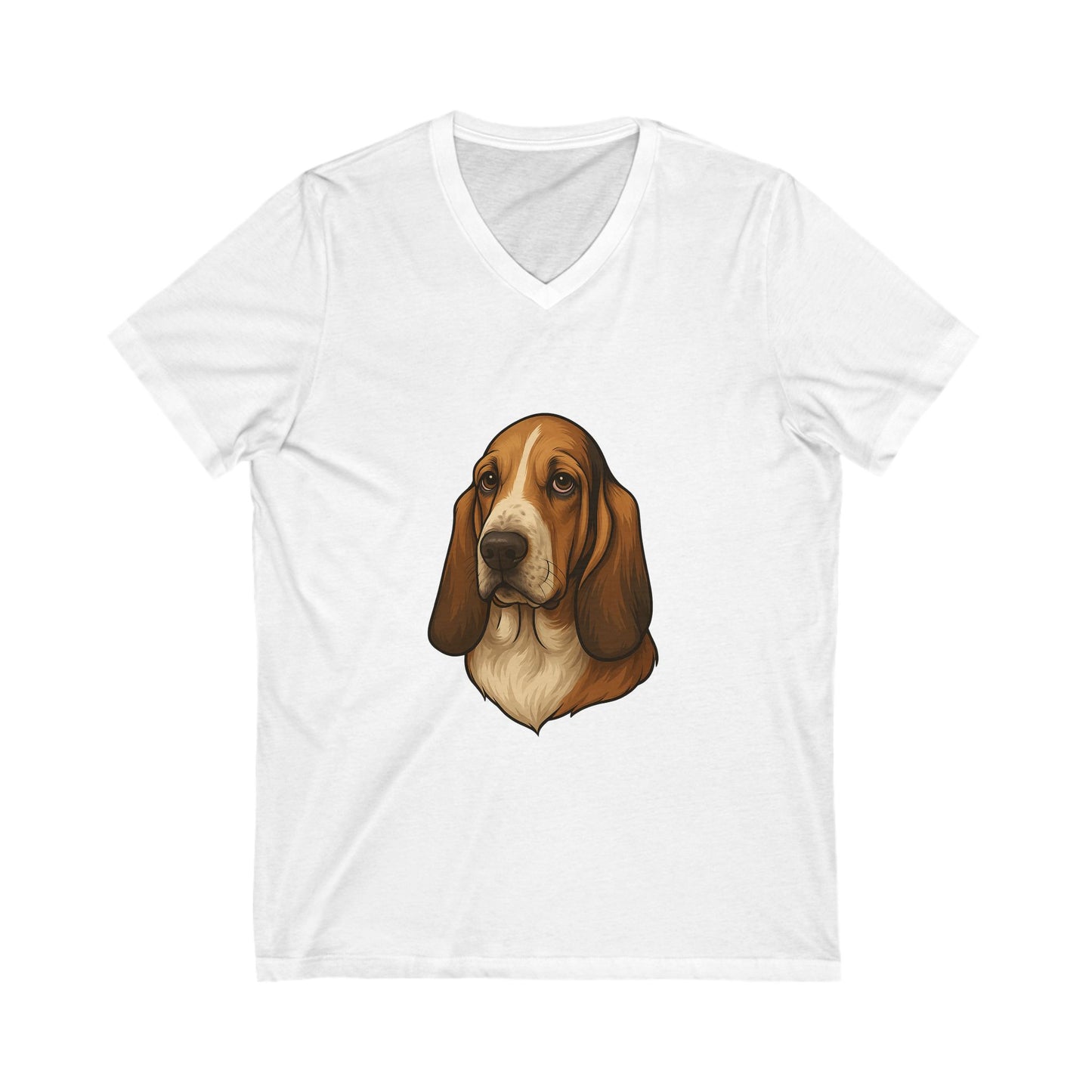 Basset Hound Head Unisex Short Sleeve V-Neck Tee