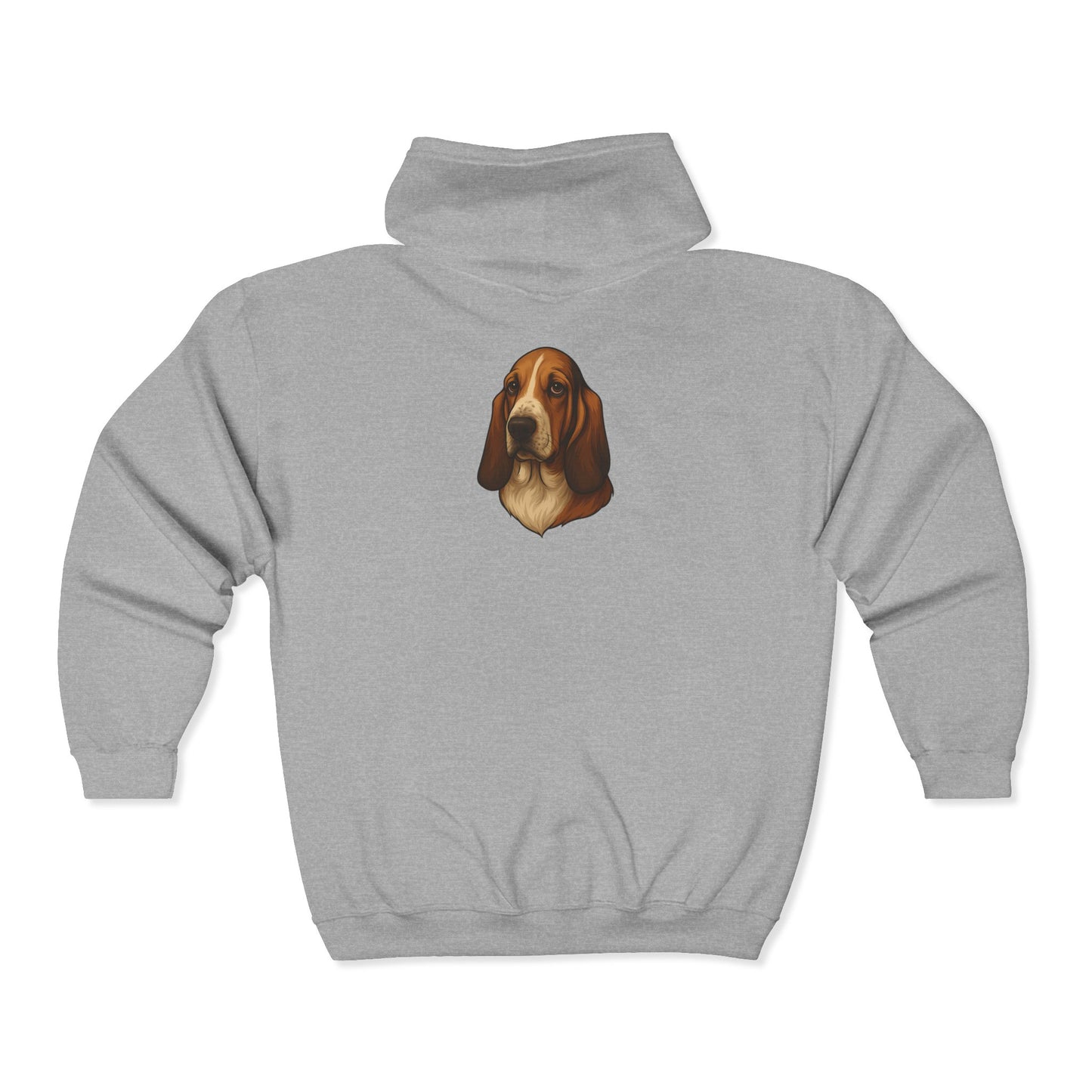 Basset Hound Head Unisex Full Zip Hoodie