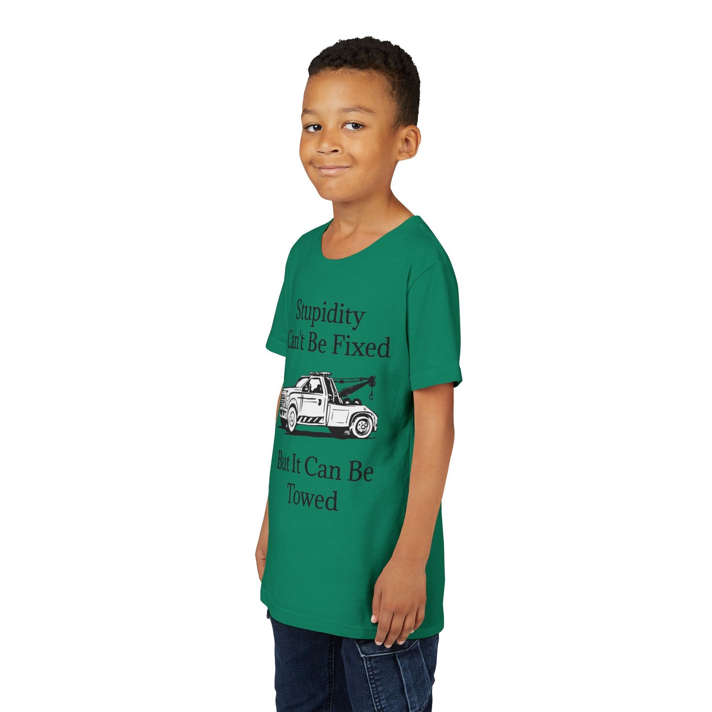 Stupidity Wheel Lift Tow Truck Youth Unisex Short Sleeve Crewneck Tee