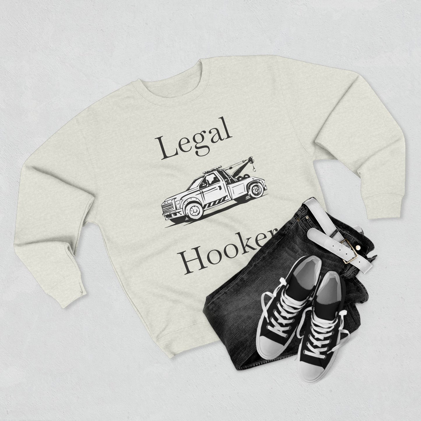 Legal H**ker Wheel Lift Tow Truck Unisex Crewneck Sweatshirt