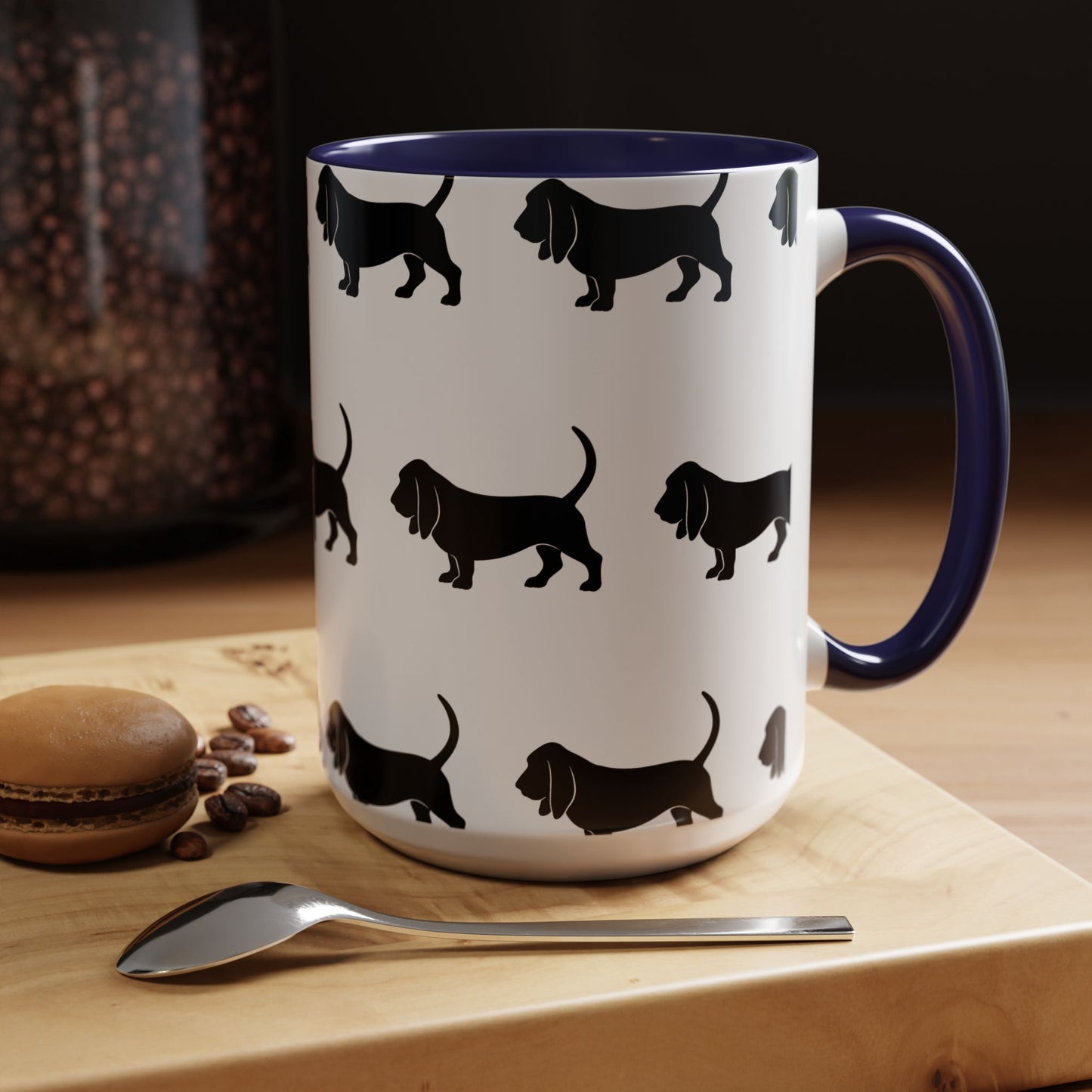 Basset Hound Silhouette 2-Tone Coffee Mug