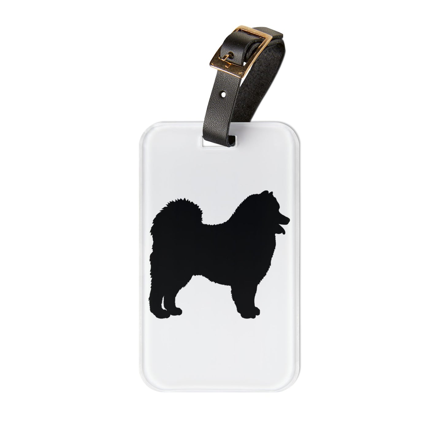 Samoyed Silhouette Leather Strap Luggage Tag