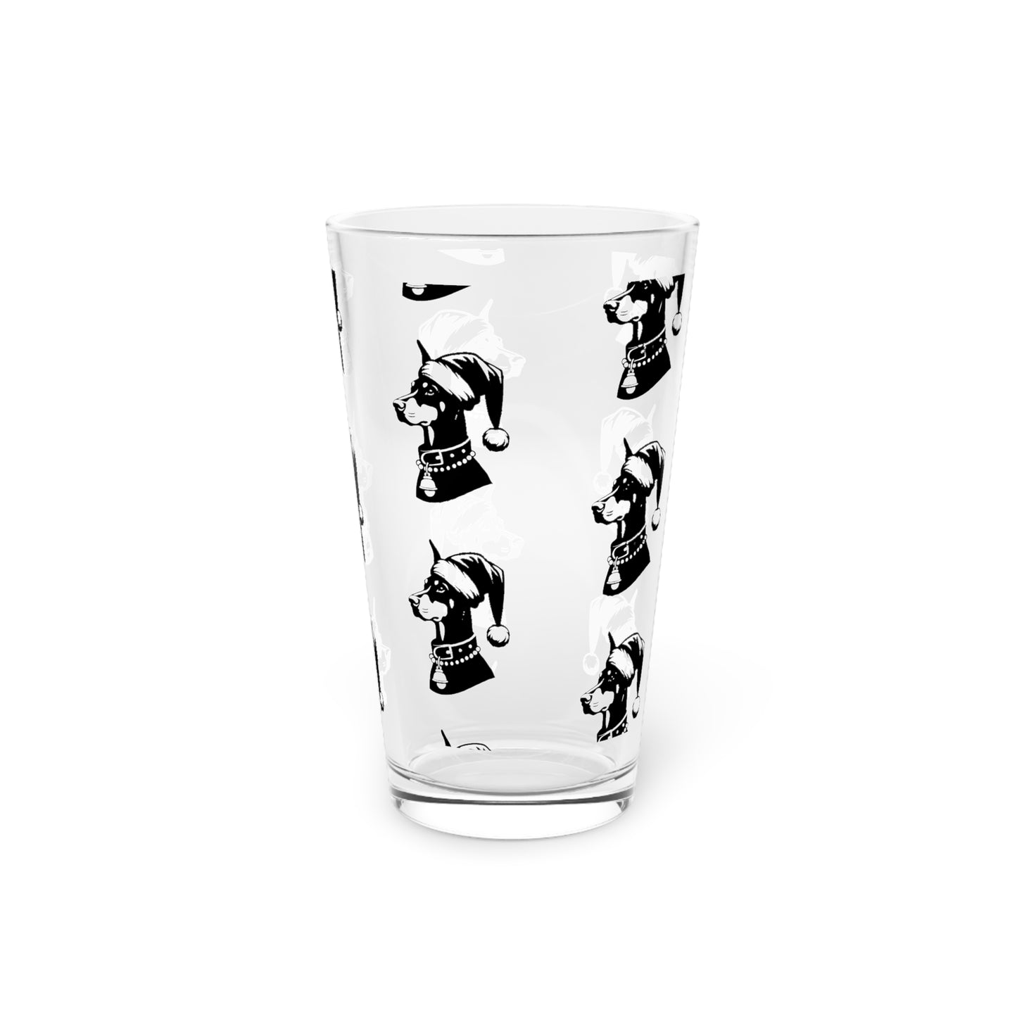 Santa Paws Doberman Drinking Glass