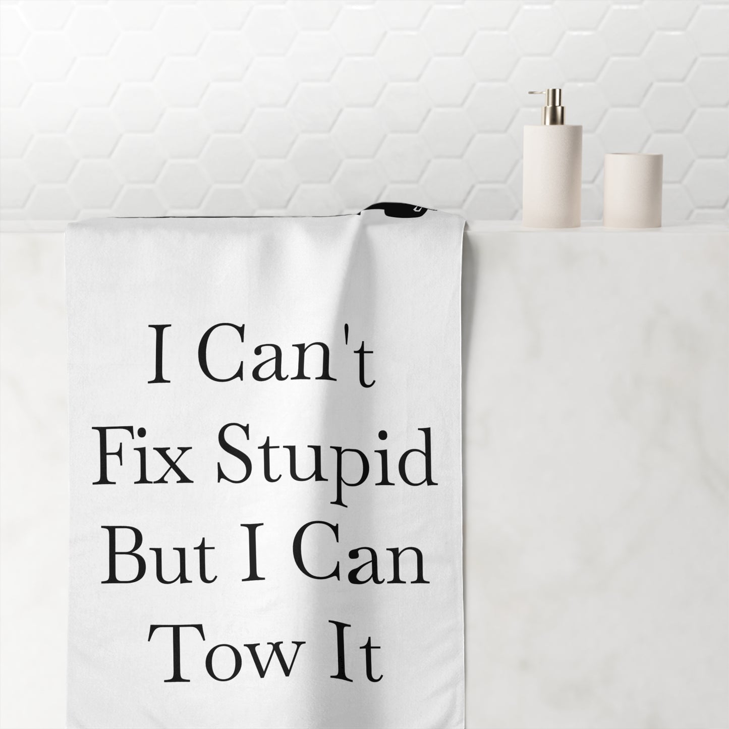 I Can't Fix Stupid Heavy Tow Truck Mink-Cotton Beach Towel