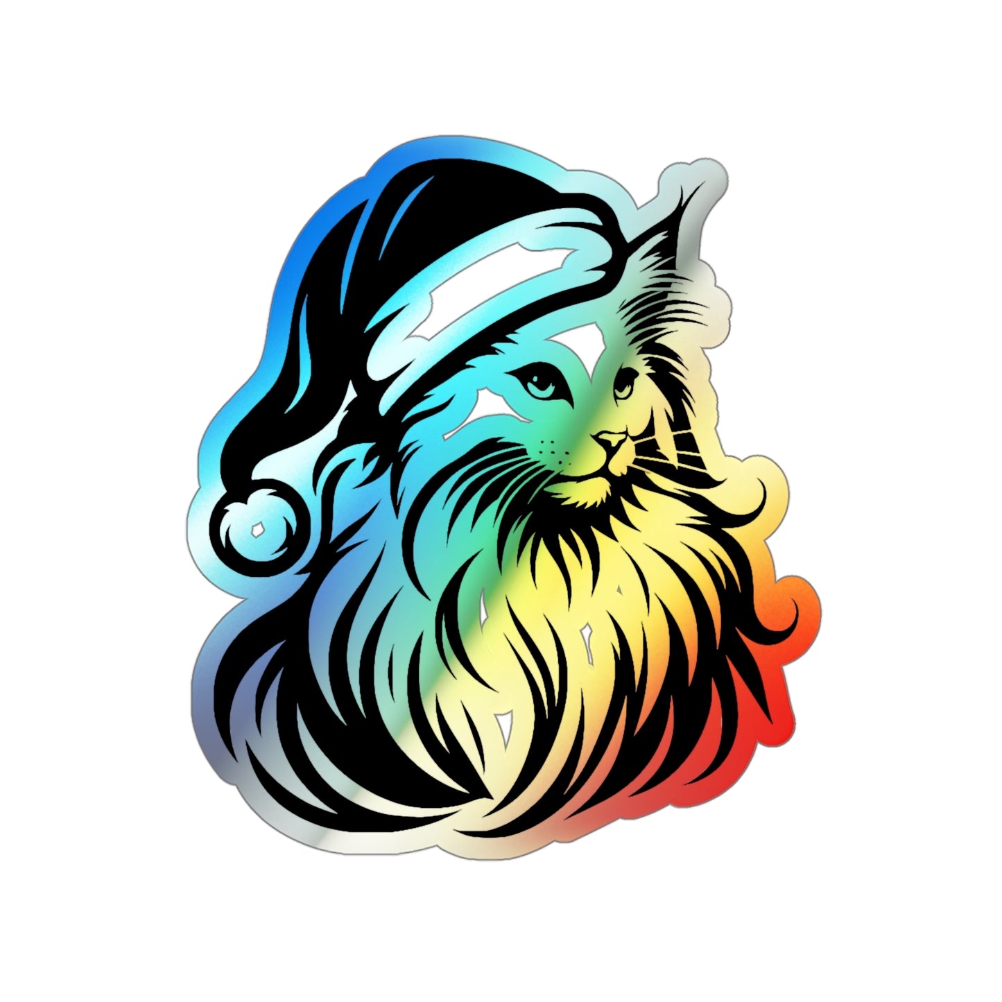 Santa Paws Cat Holographic Sticker