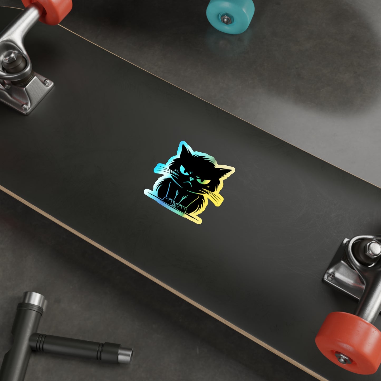 Angry Cat Holographic Sticker