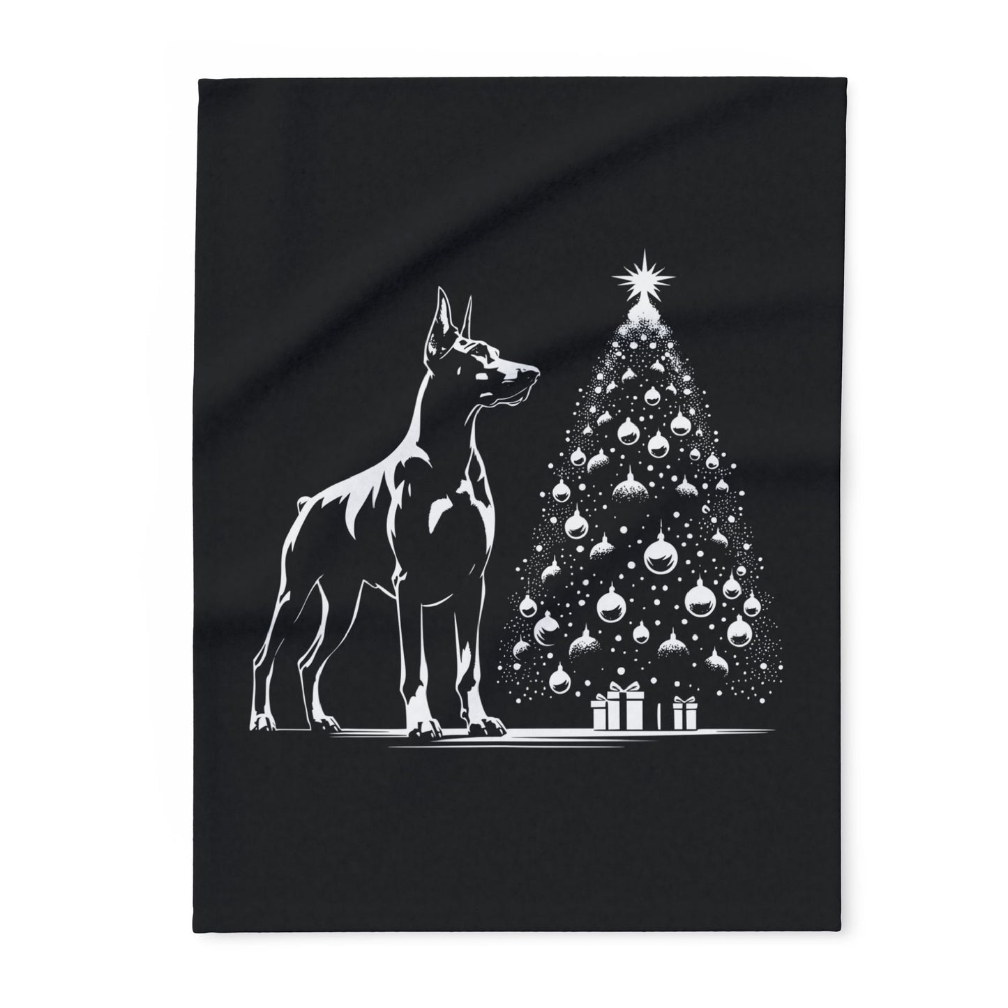 Doberman Christmas Tree Arctic Fleece Blanket