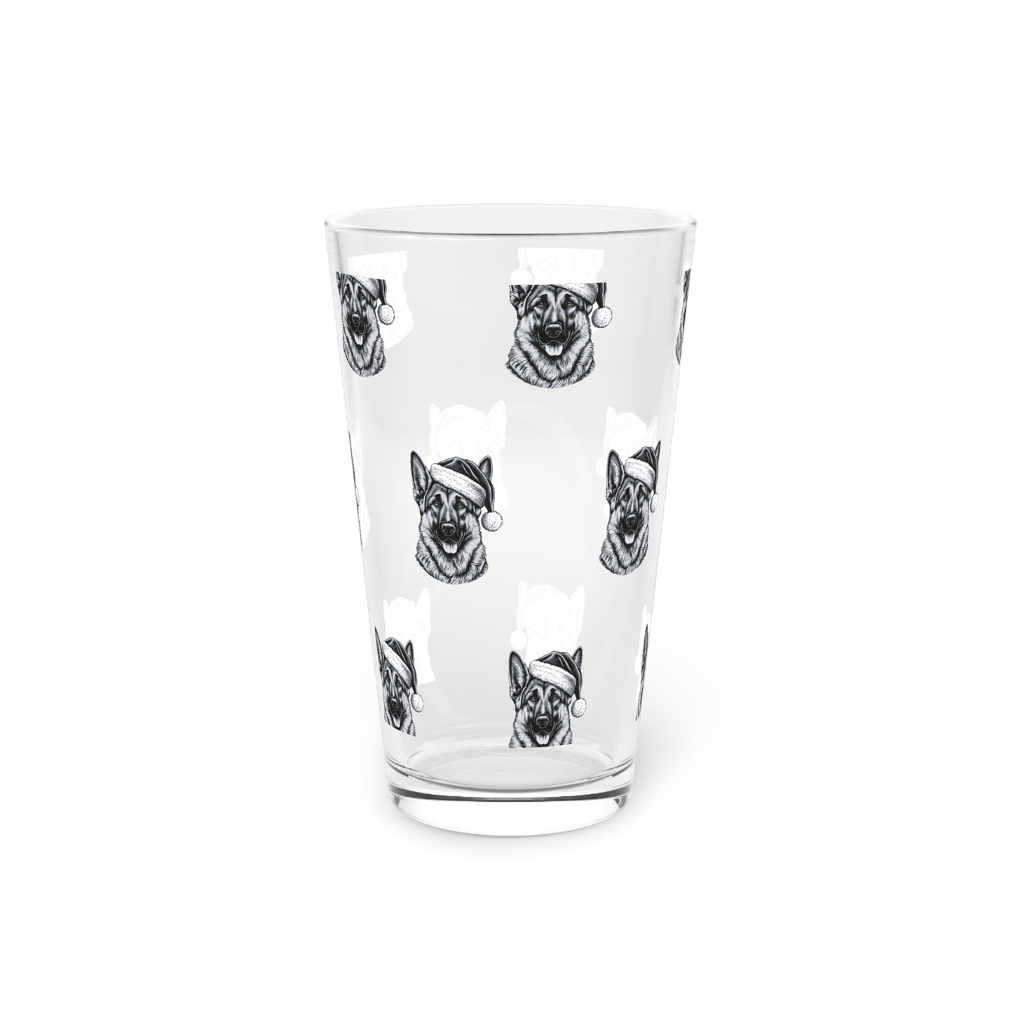 Santa Paws German Shepherd Drinking Glass