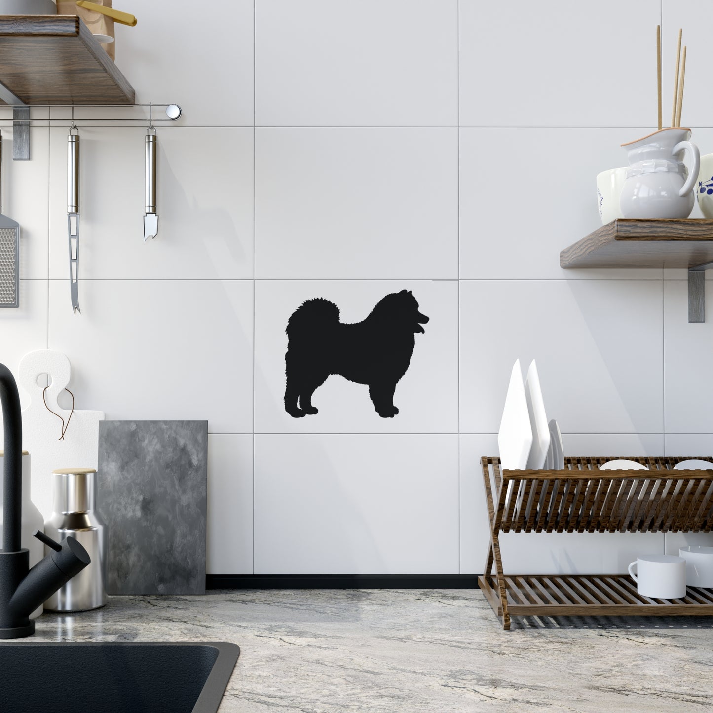 Samoyed Silhouette Ceramic Photo Tile