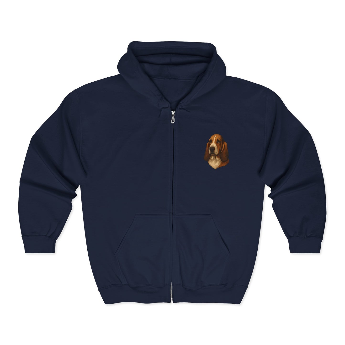 Basset Hound Head Unisex Full Zip Hoodie