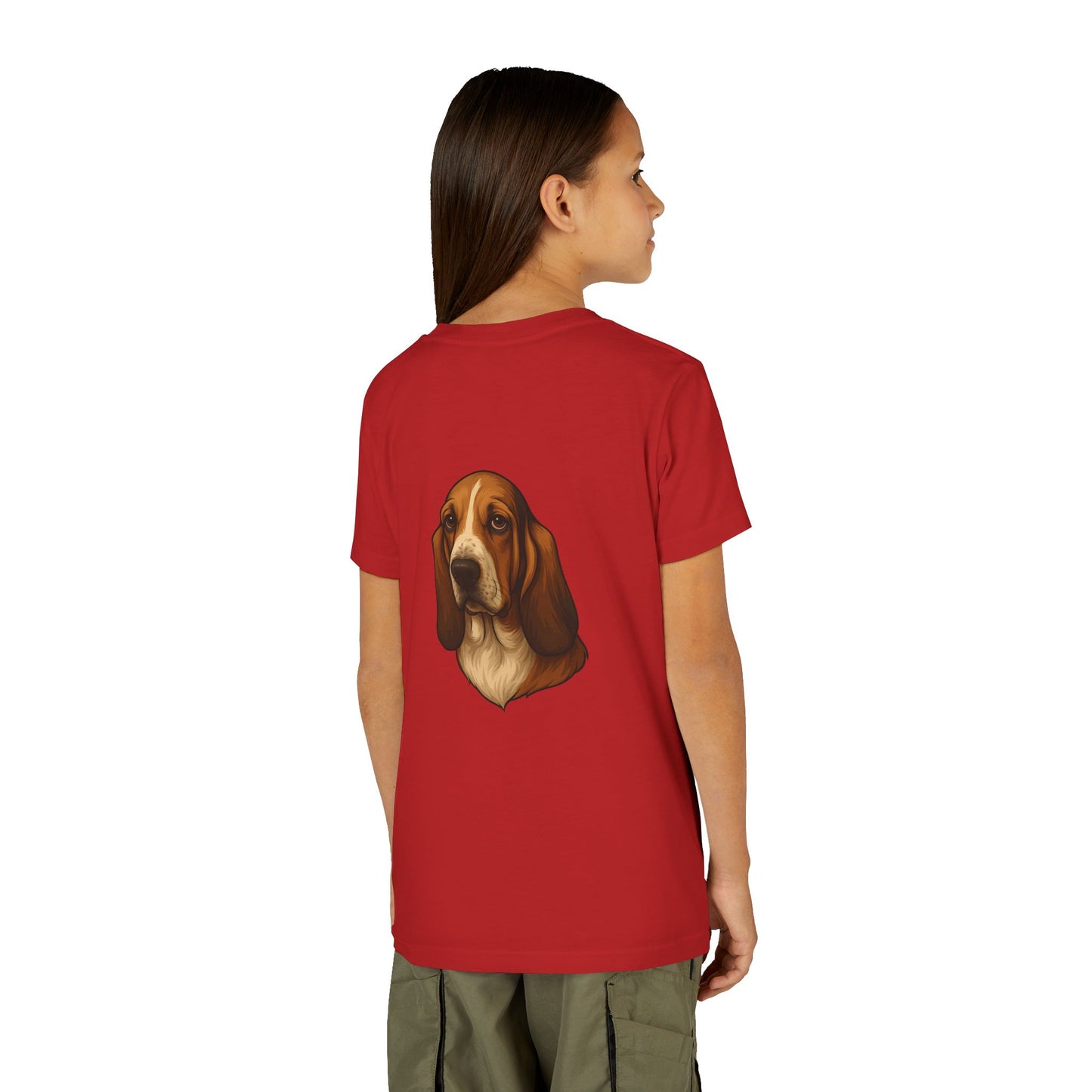Basset Hound Head Youth Unisex Short Sleeve Crewneck Tee