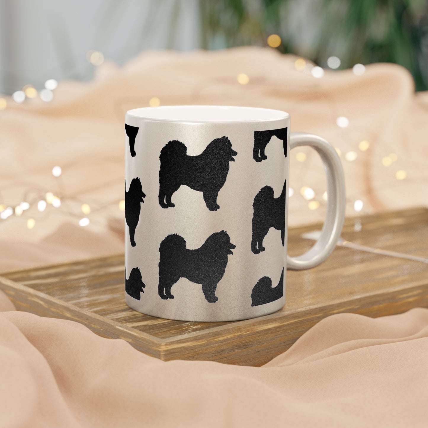 Samoyed Silhouette Metallic Coffee Mug