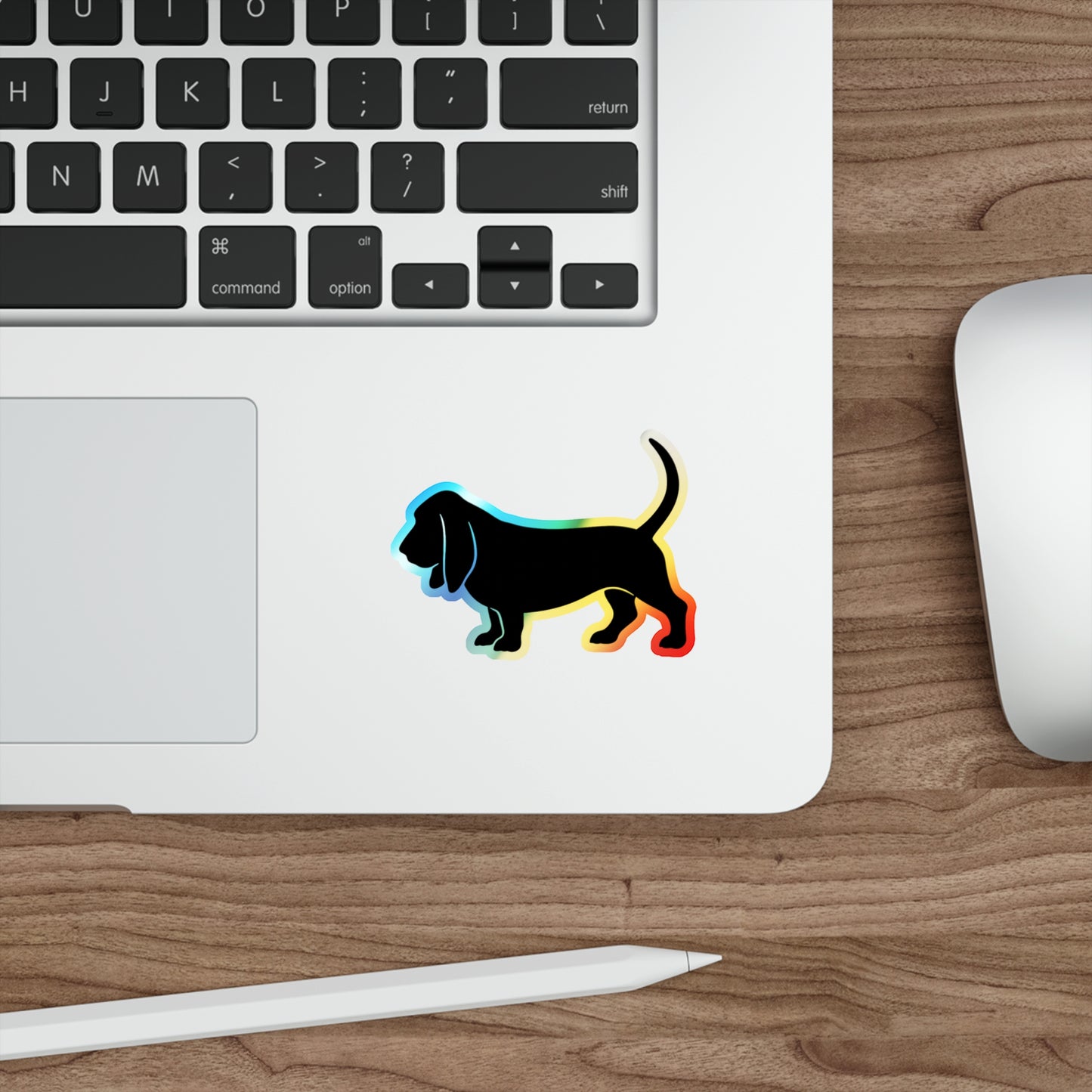 Basset Hound Silhouette Holographic Sticker