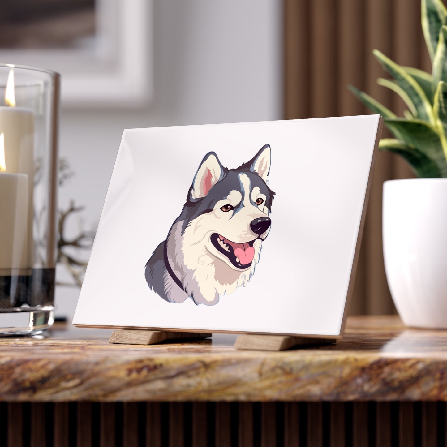 Malamute Head Ceramic Photo Tile