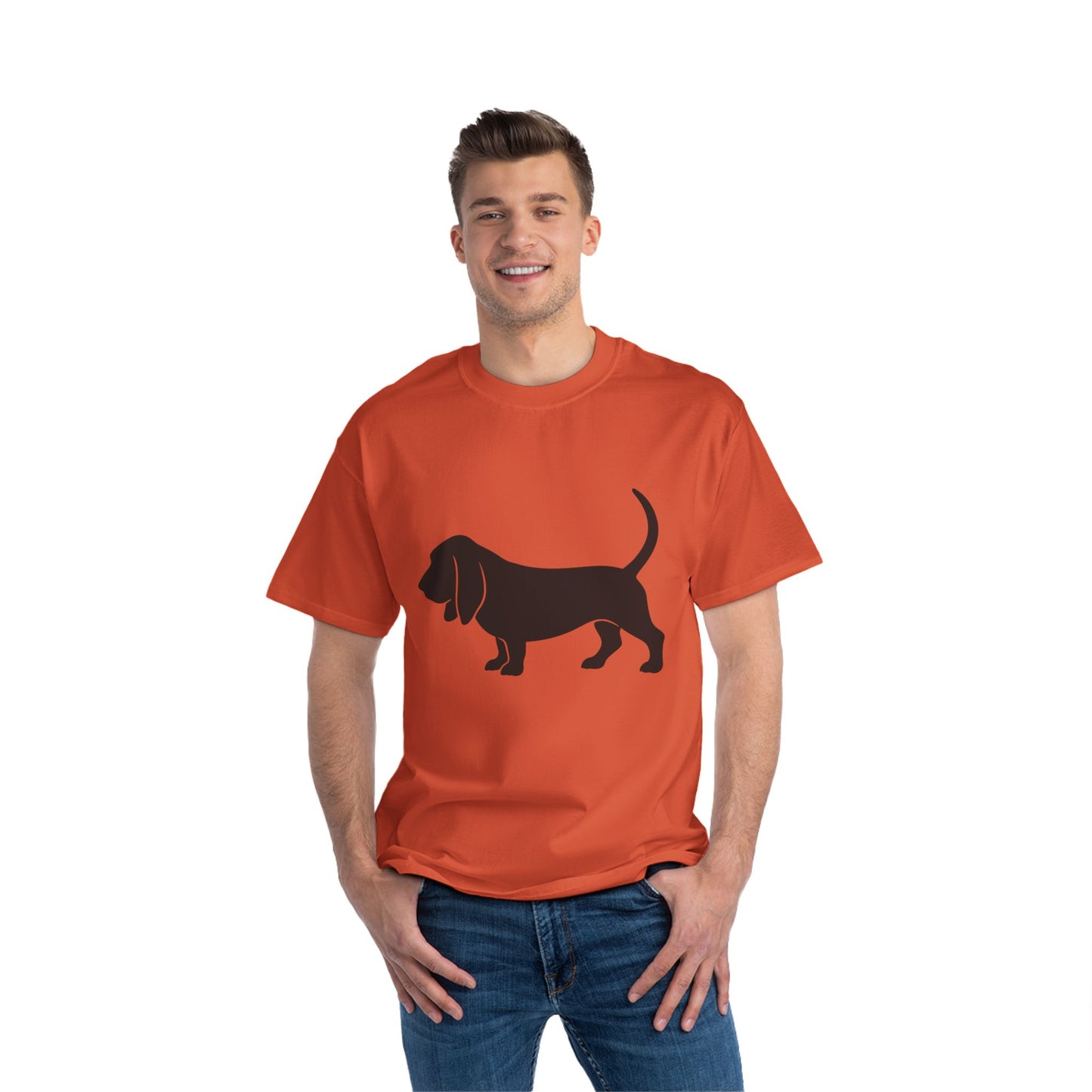 Basset Hound Silhouette Men's Short-Sleeve Crewneck Tee