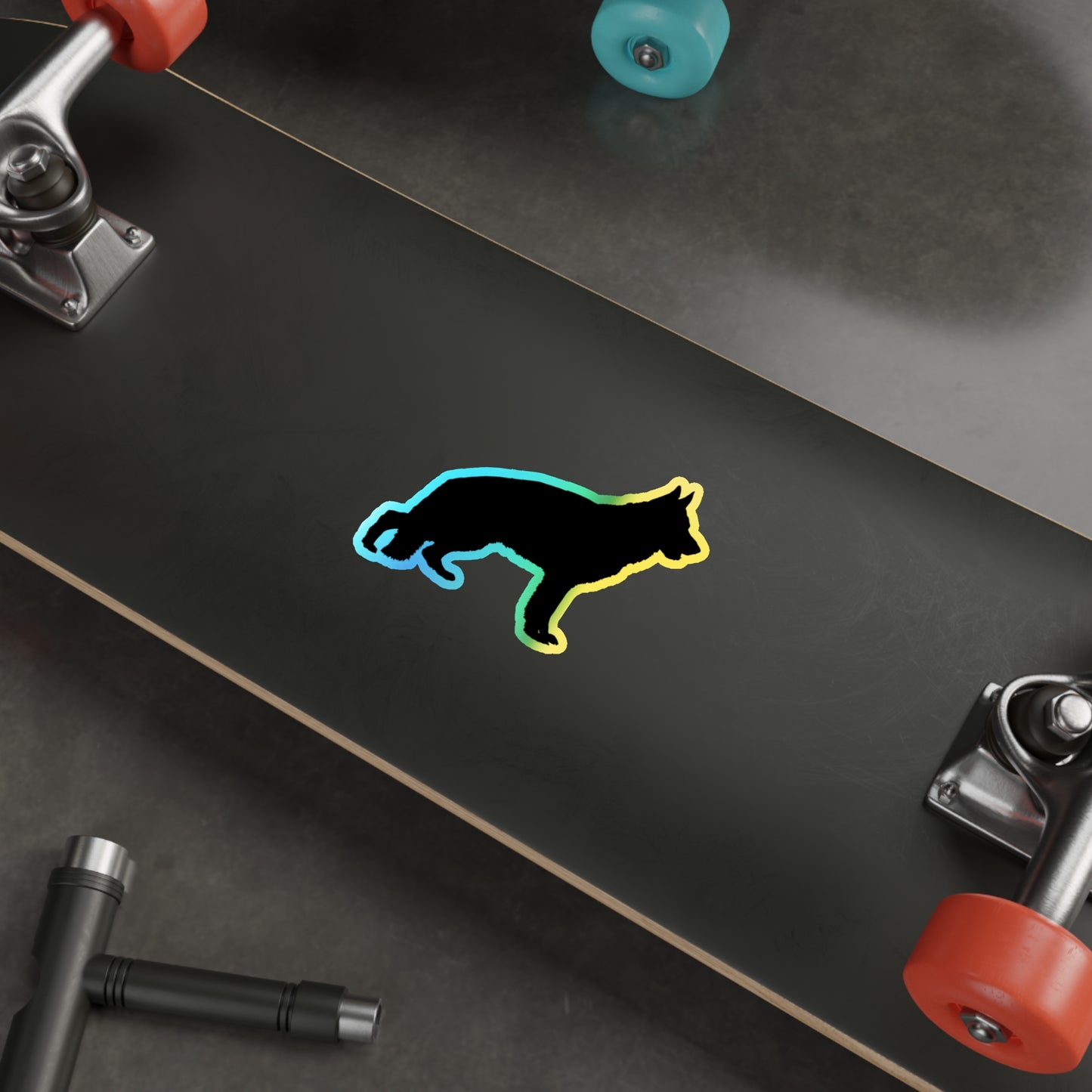 German Shepherd Silhouette Holographic Sticker