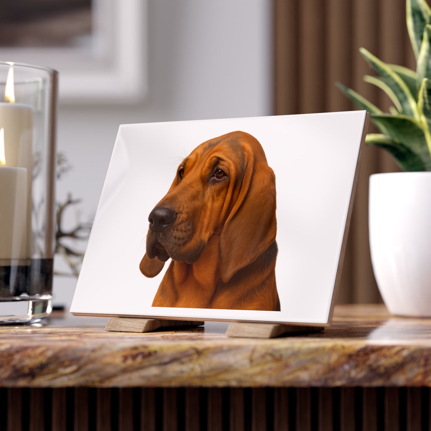 Bloodhound Head Ceramic Photo Tile