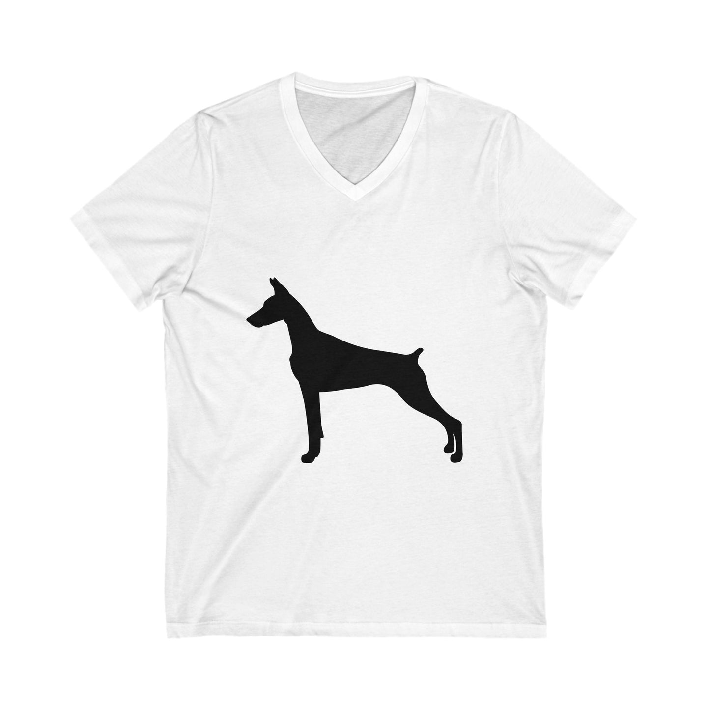 Doberman Silhouette Unisex Short Sleeve V-Neck Tee