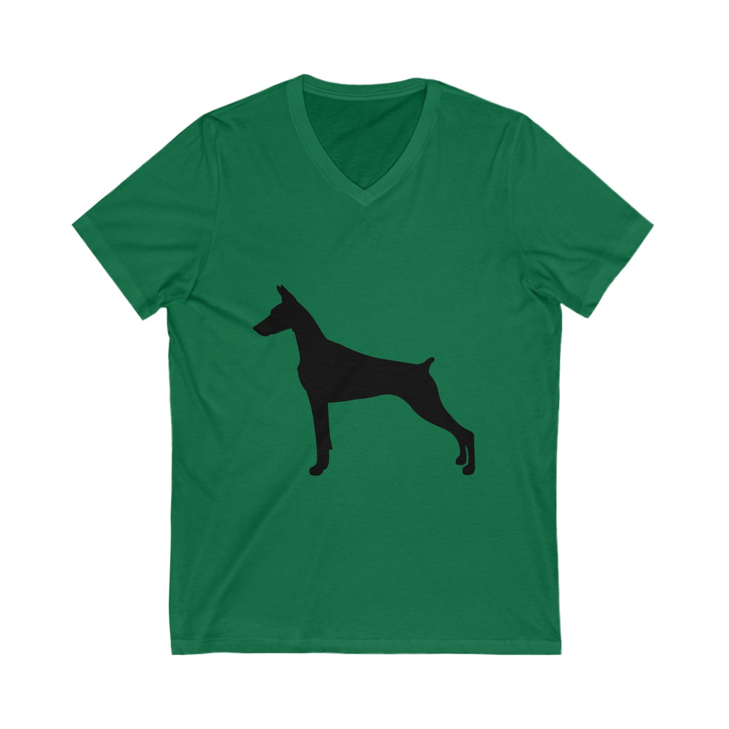 Doberman Silhouette Unisex Short Sleeve V-Neck Tee