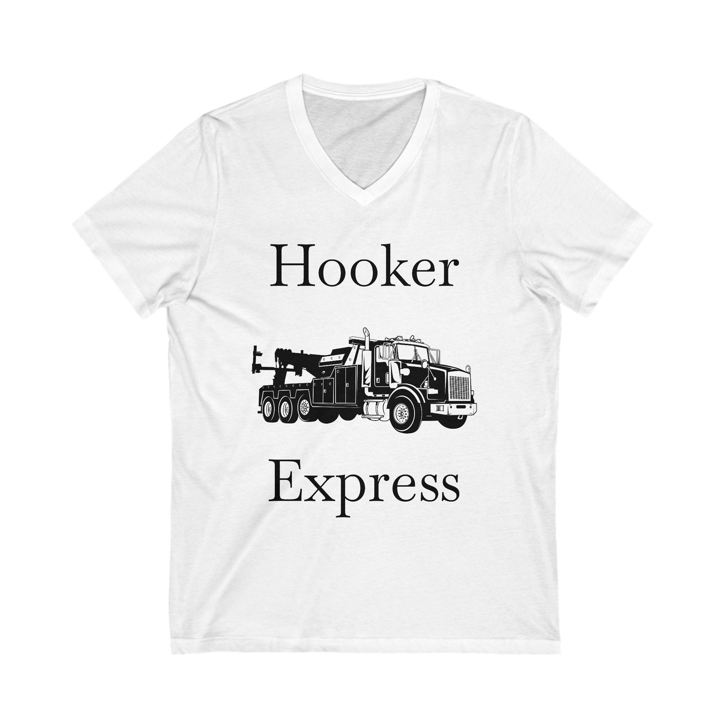 H**ker Express Heavy Tow Truck Unisex Short Sleeve V-Neck Tee
