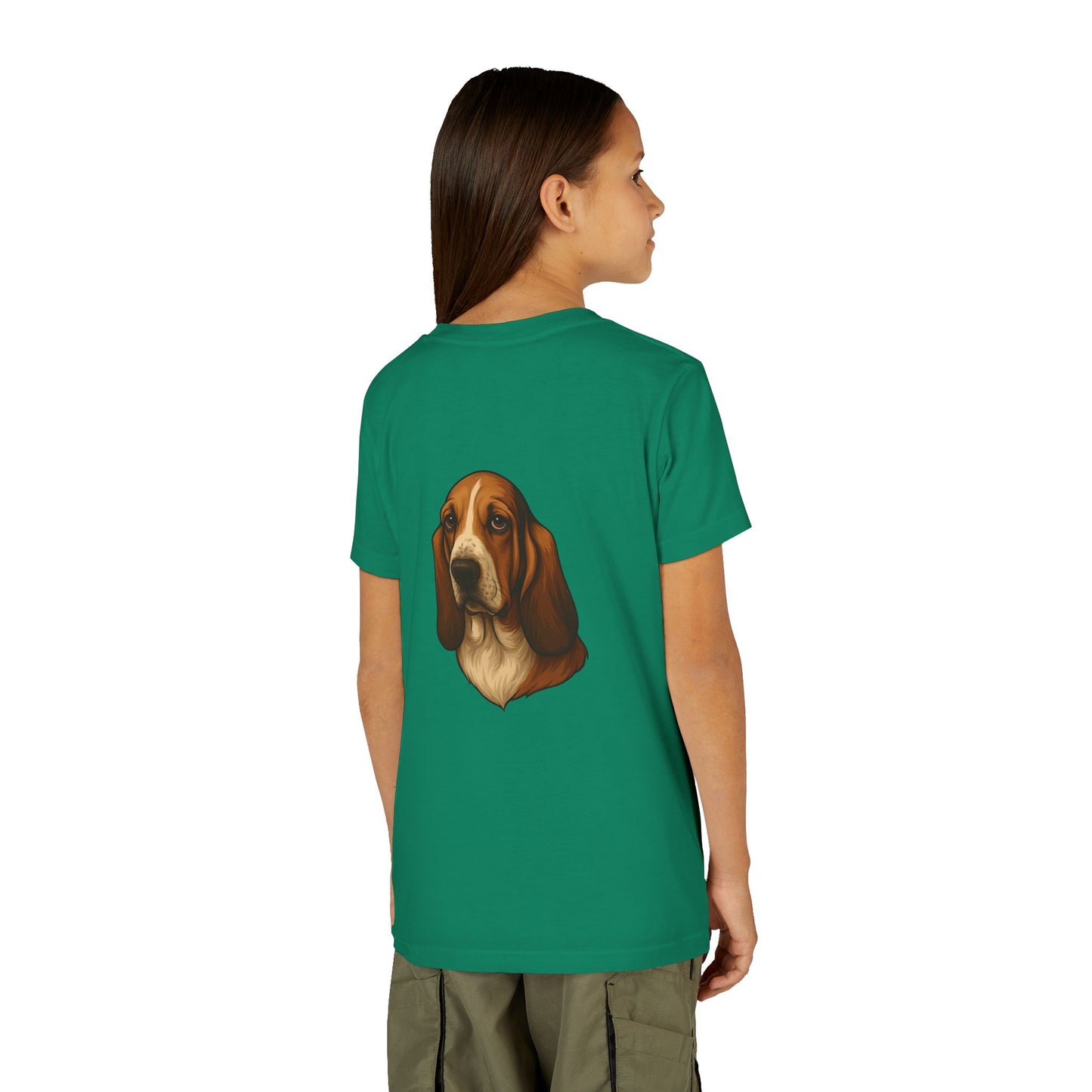 Basset Hound Head Youth Unisex Short Sleeve Crewneck Tee