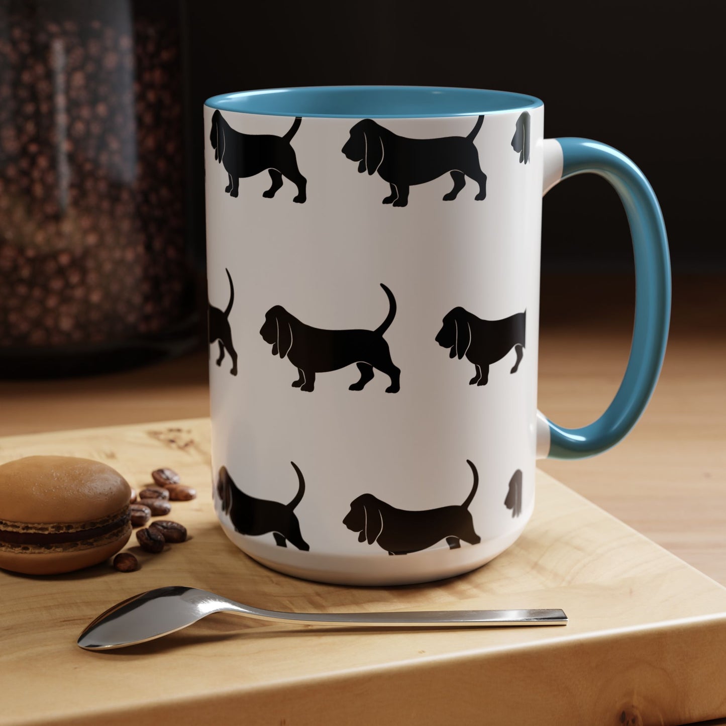 Basset Hound Silhouette 2-Tone Coffee Mug