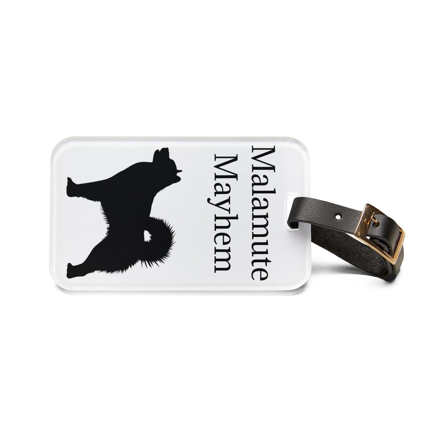 Malamute Mayhem Leather Strap Luggage Tag