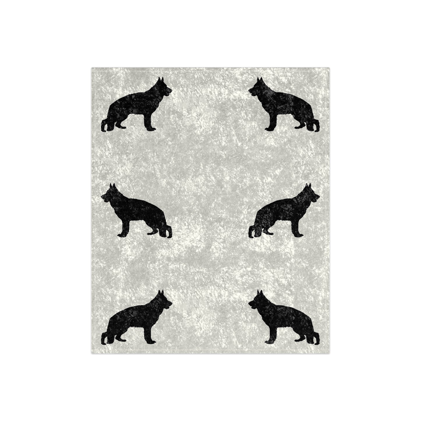 German Shepherd Silhouette Crushed Velvet Blanket
