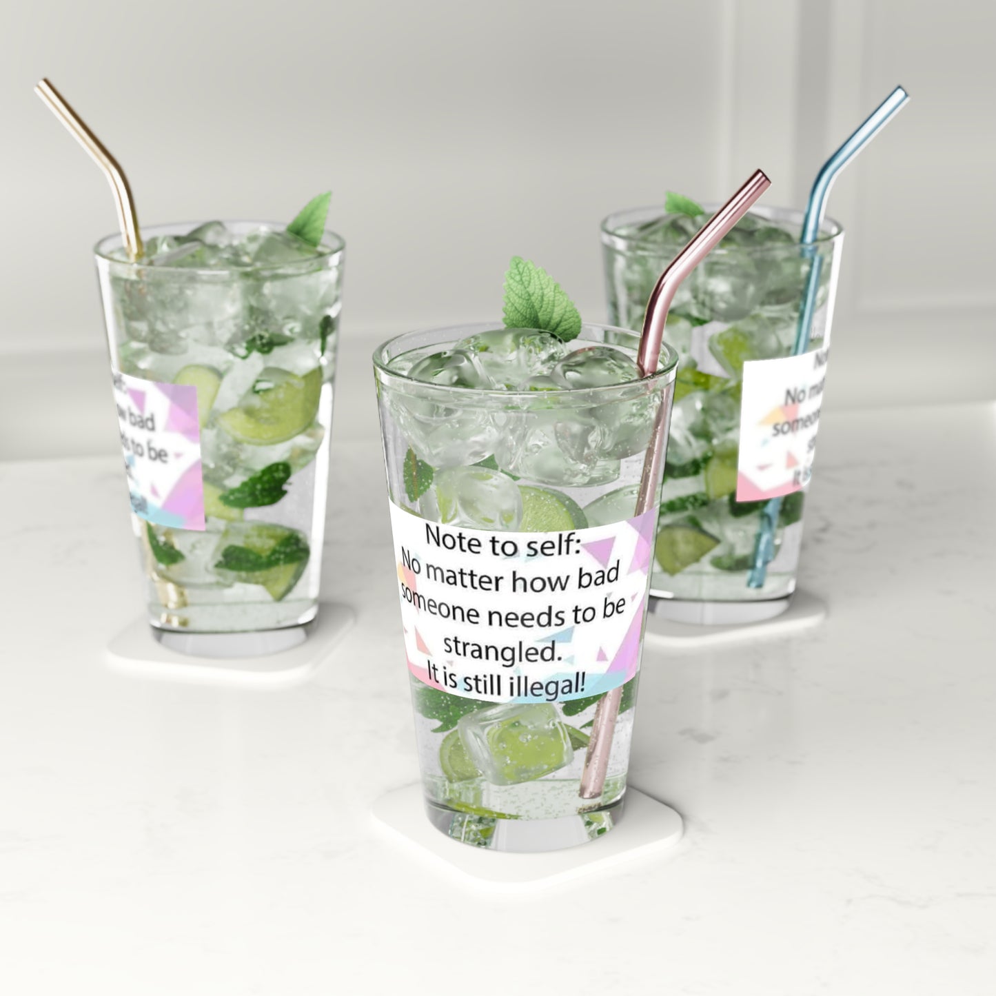Note To Self Drinking Glass