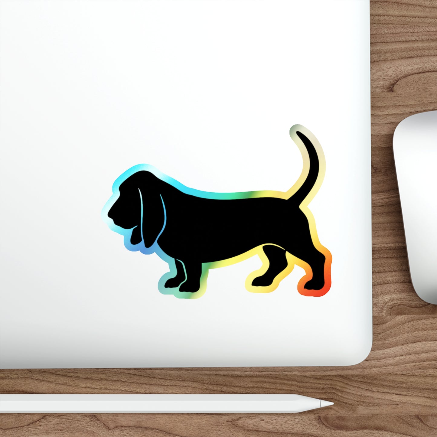Basset Hound Silhouette Holographic Sticker