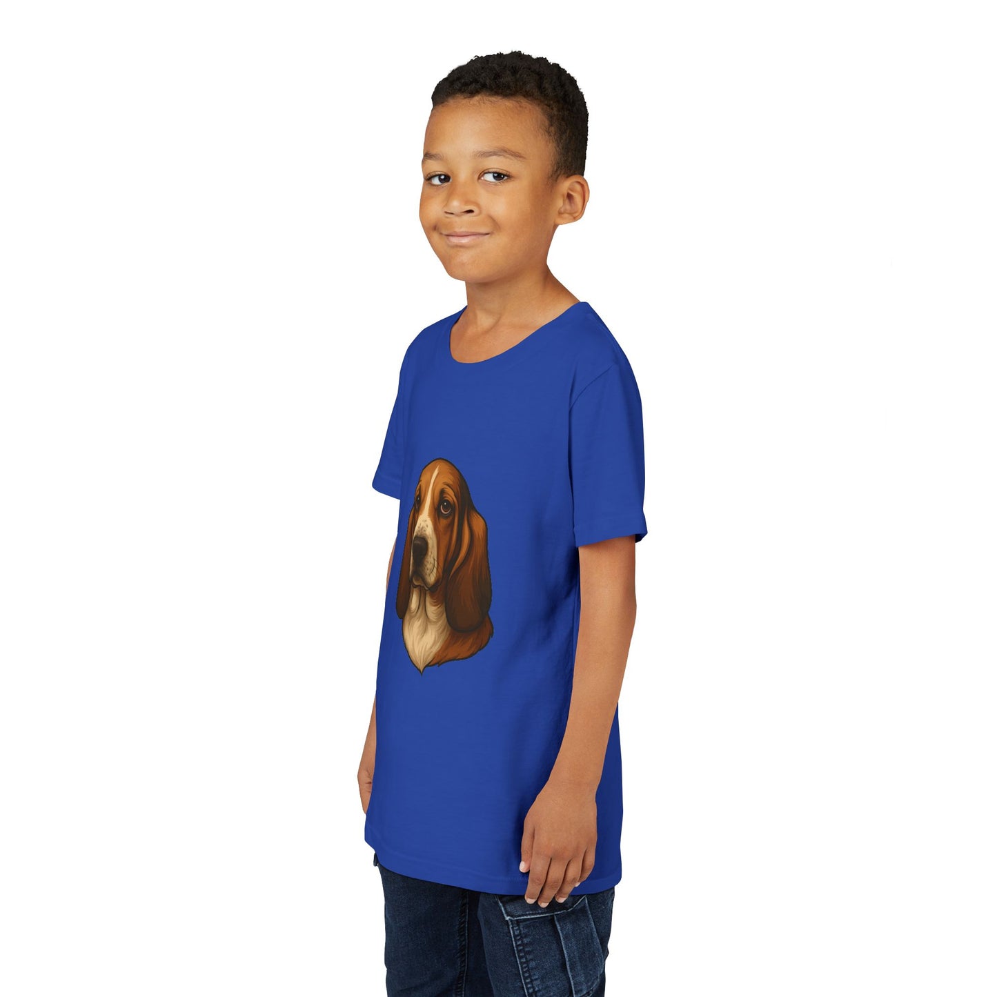 Basset Hound Head Youth Unisex Short Sleeve Crewneck Tee