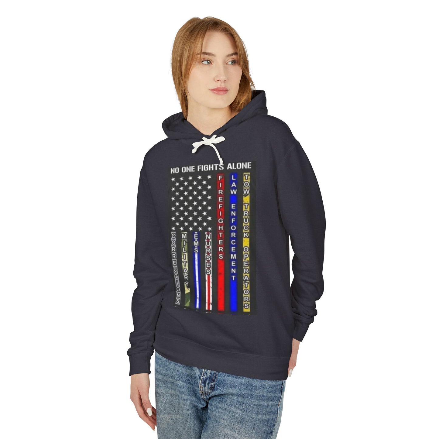 No One Fights Alone Unisex Lightweight Hoodie
