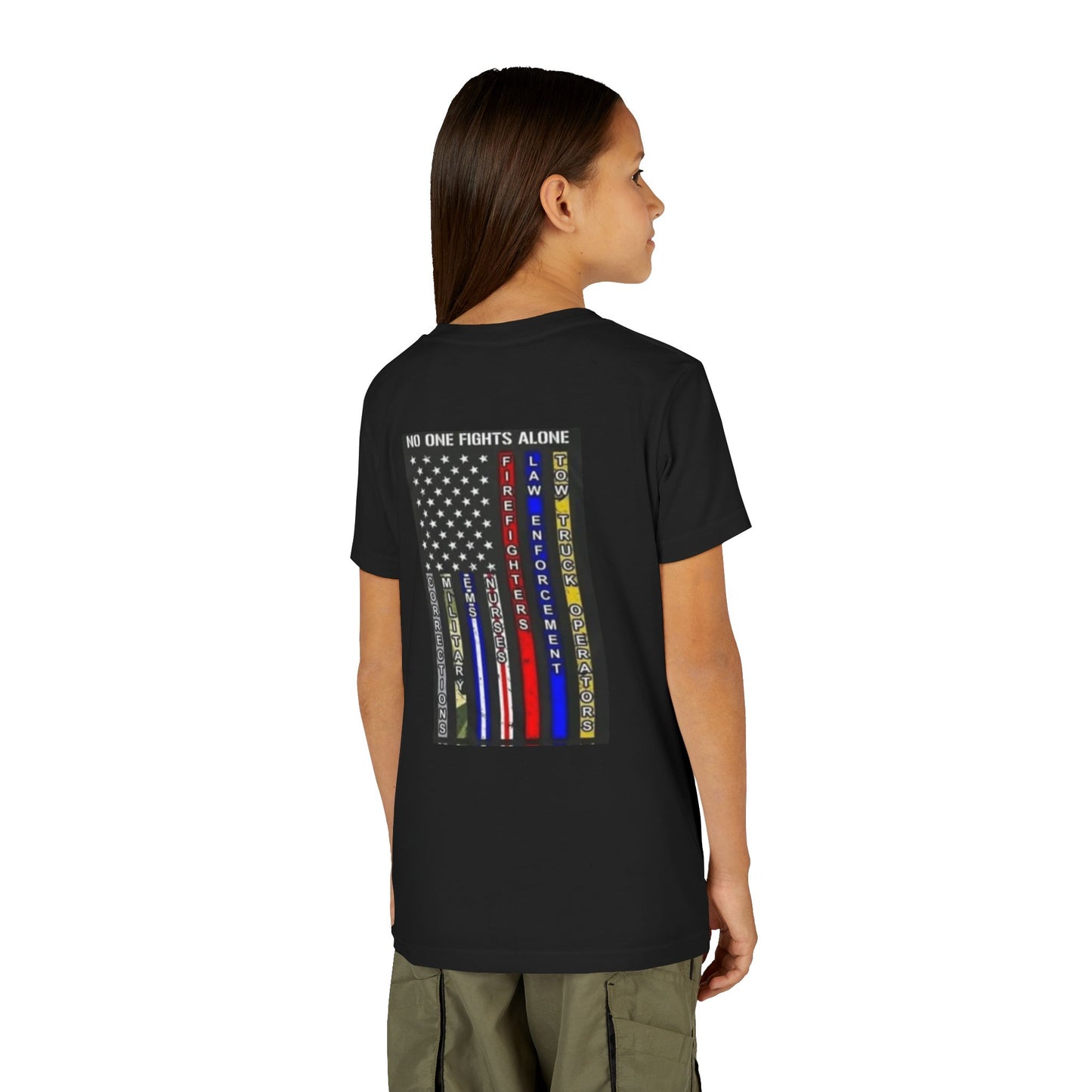 No One Fights Alone Youth Unisex Short Sleeve Crewneck Tee